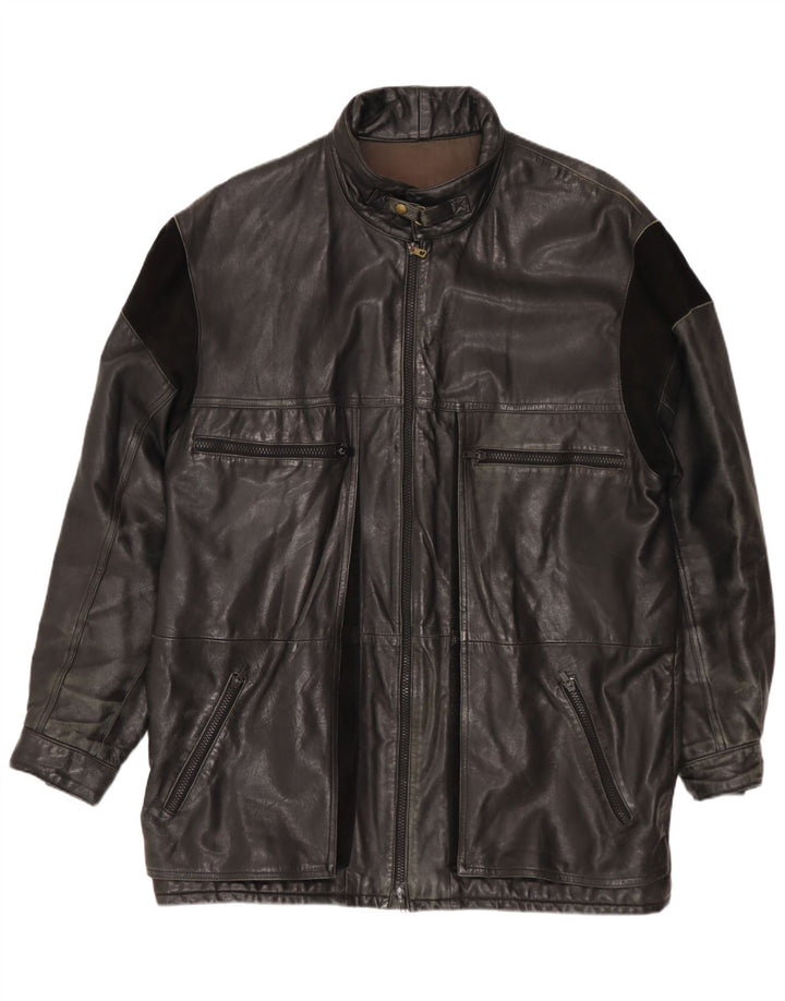 Giacca in pelle vintage da uomo UK 40 grande nera