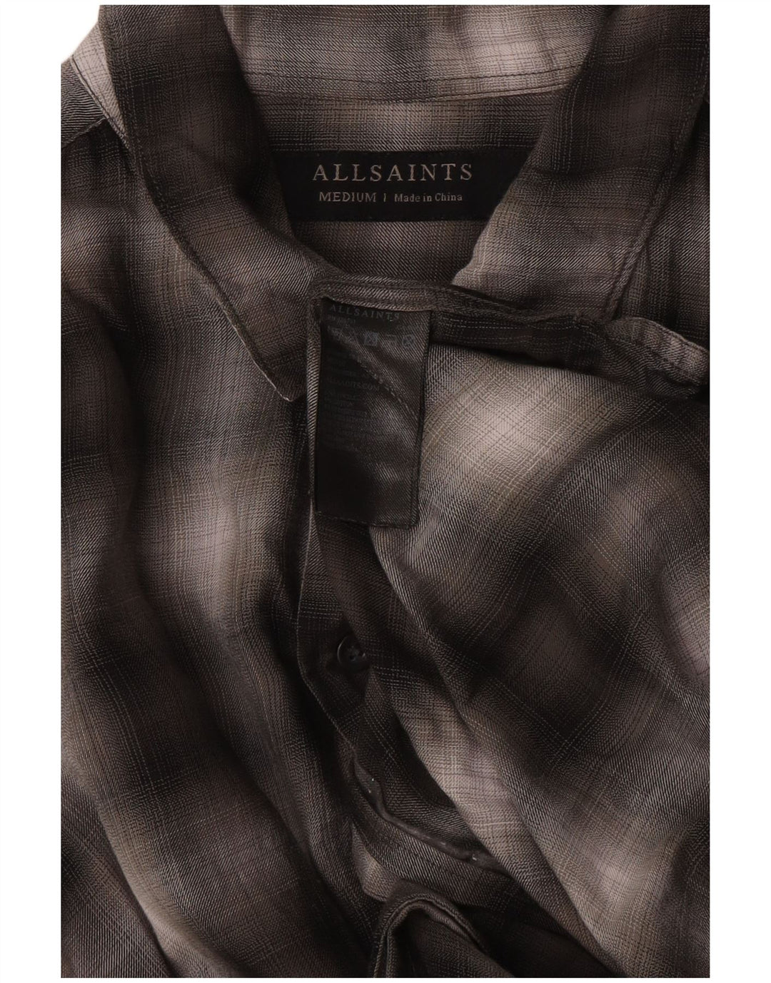 Camicia a maniche corte da uomo All Saints in Lyocell grigio medio a quadri