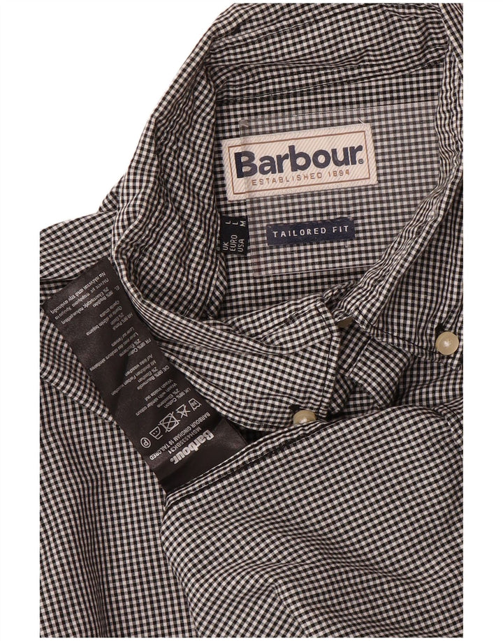 Camicia Barbour da uomo su misura, taglia grande, in cotone a quadretti neri