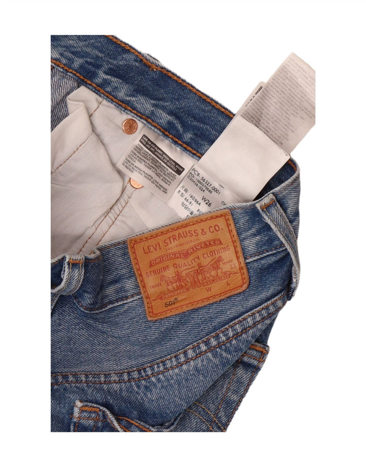 LEVI'S Womens 501 Distressed Denim Shorts W26 Small Blue Cotton Vintage Levi's and Second-Hand Levi's from Messina Hembry 