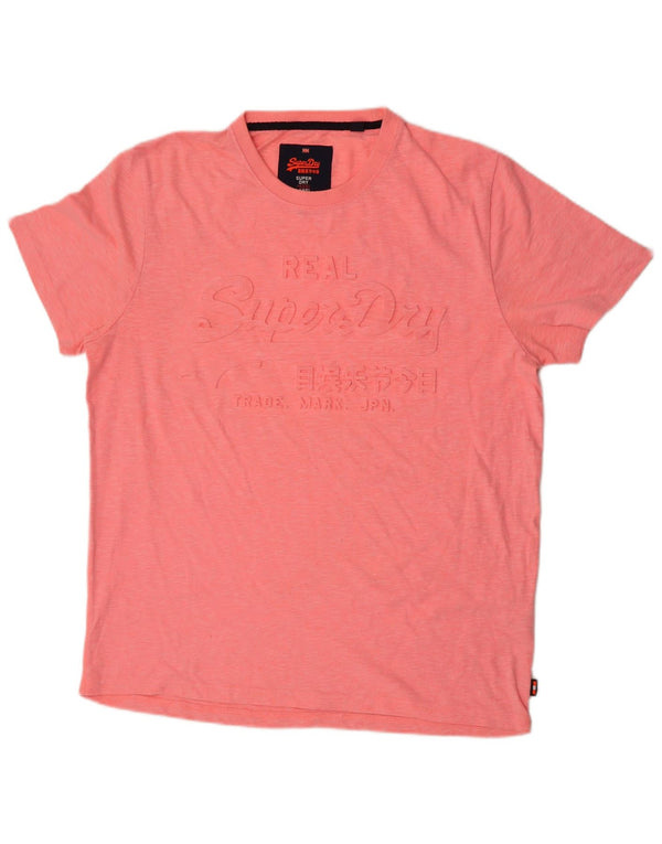 T-shirt grafica da uomo Superdry Top 2XL in cotone rosa