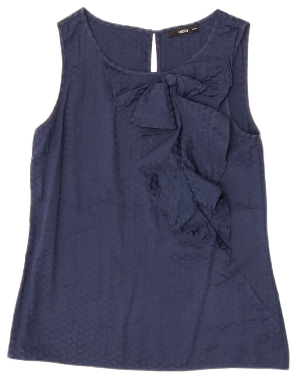 Camicetta senza maniche da donna Oasis UK 12 Poliestere maculato medio blu navy