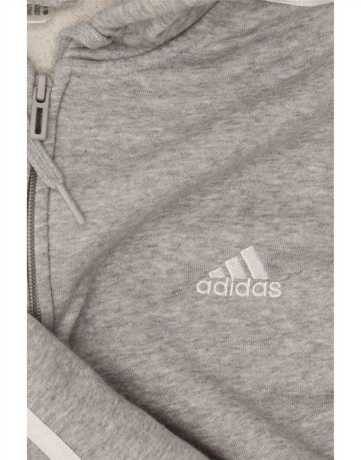Maglione con cappuccio e zip Adidas da uomo grigio medio chiazzato