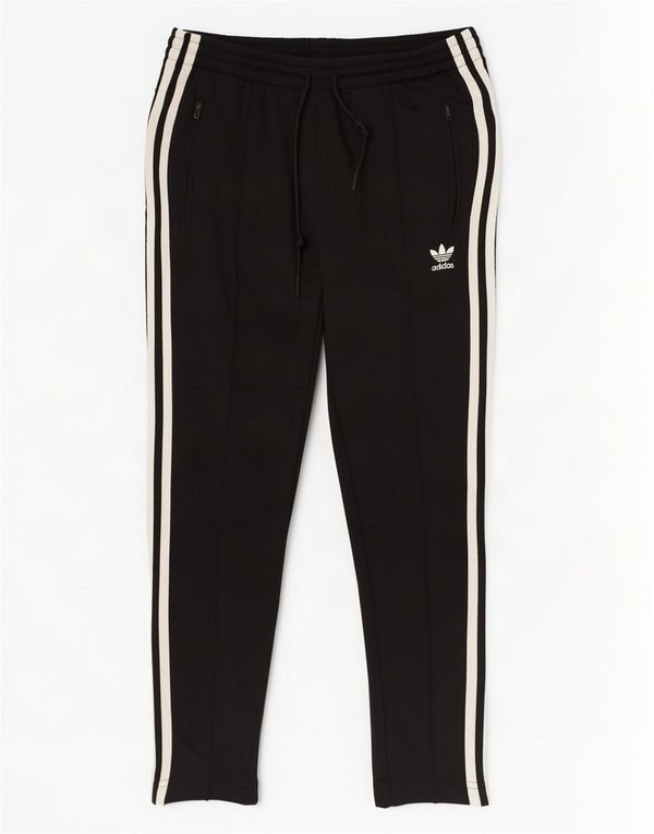 Adidas Womens Crop Tracksuit Trousers UK 6 XS Black Polyester