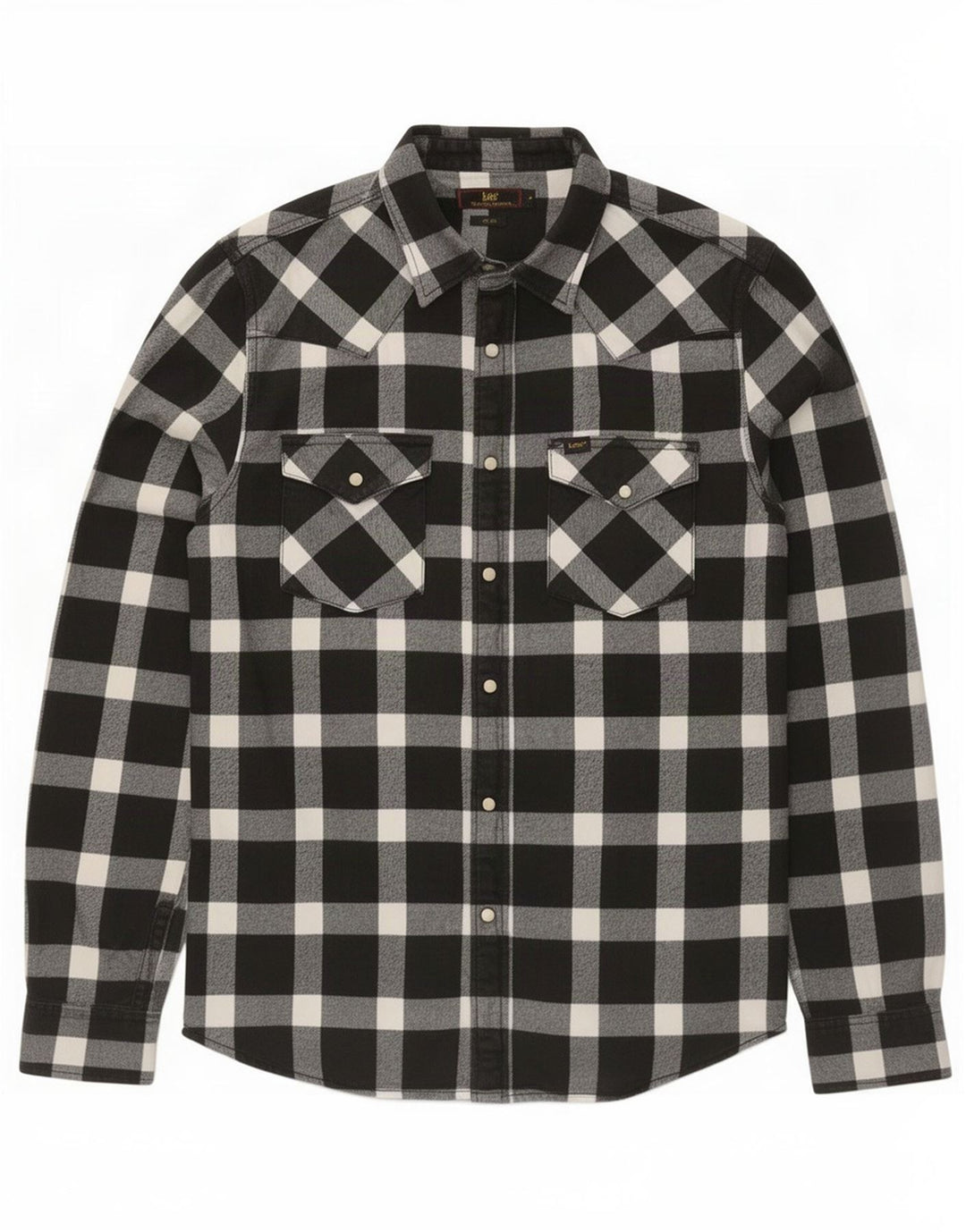 Camicia da uomo in flanella slim fit Lee, cotone a quadri neri medi