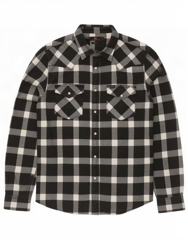 Camicia da uomo in flanella slim fit Lee, cotone a quadri neri medi