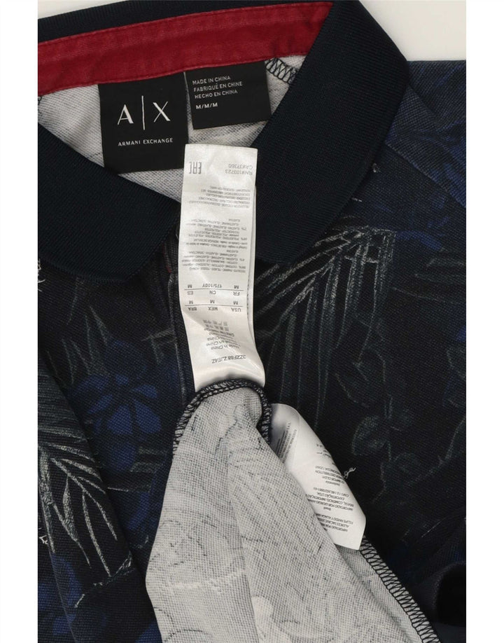 Polo da uomo Armani Exchange in cotone floreale blu medio