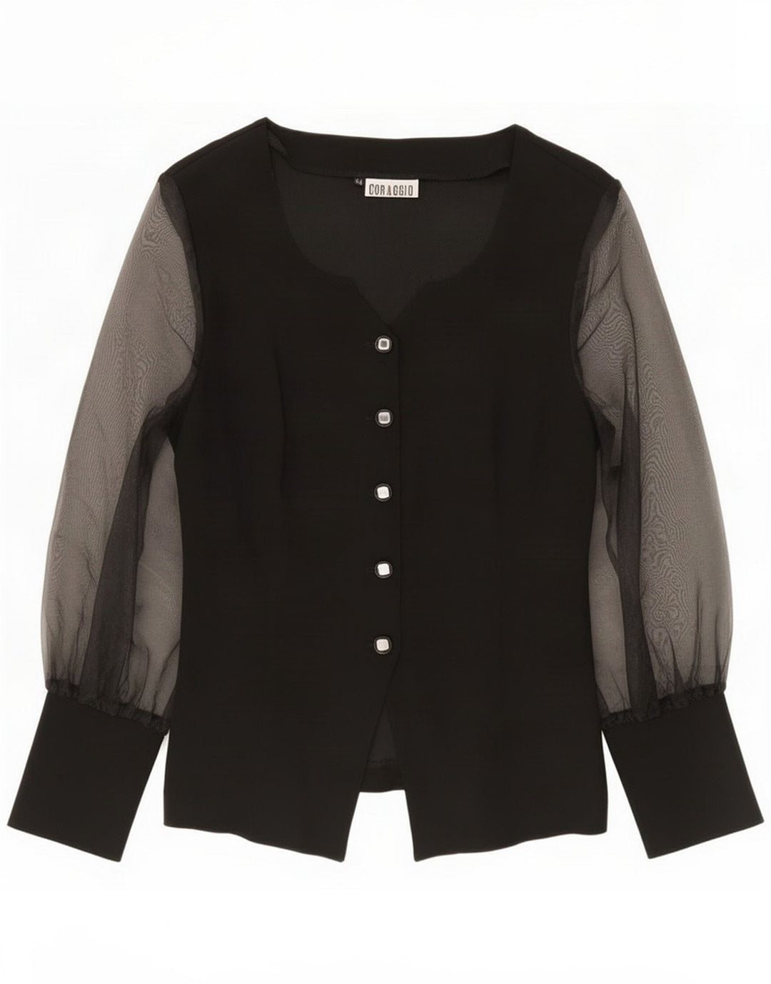 Camicia camicia vintage da donna IT 44 Medium Black Viscosa