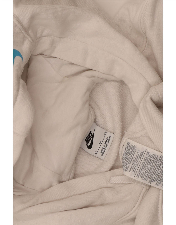 Felpa con cappuccio grafica Nike da uomo XL in cotone bianco