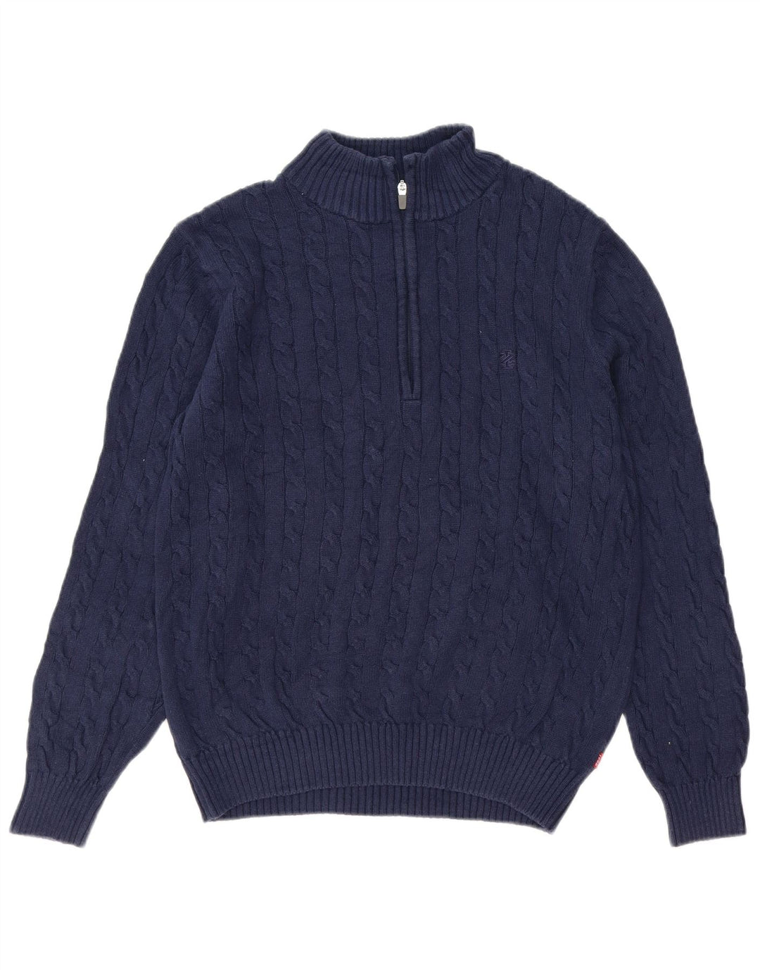 Maglione da uomo con zip e collo Izod in cotone blu navy medio