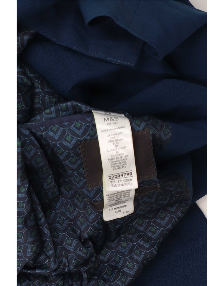 Giacca blazer a 2 bottoni da uomo Marks & Spencer UK 38 poliestere blu medio