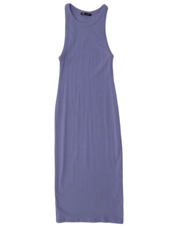 Abito aderente senza maniche da donna Zara UK 12 Cotone viola medio