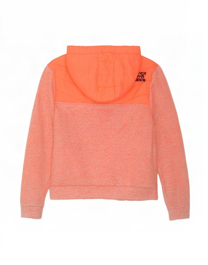 Maglione con cappuccio e zip da donna Superdry UK 16 Grande poliestere chiazzato arancione