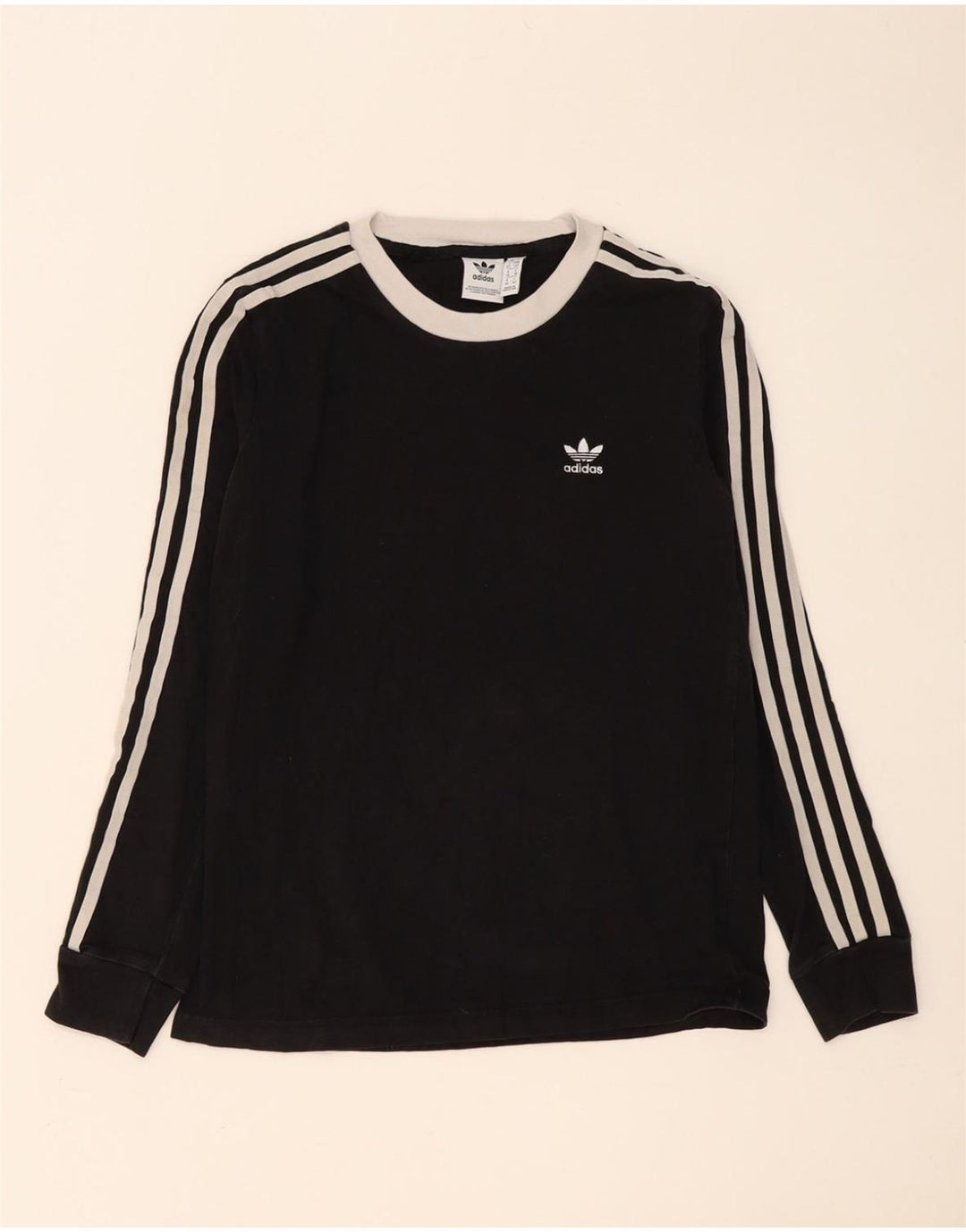 Top Adidas da donna a manica lunga UK 10 piccolo cotone nero
