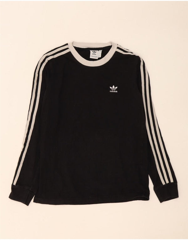 Top Adidas da donna a manica lunga UK 10 piccolo cotone nero