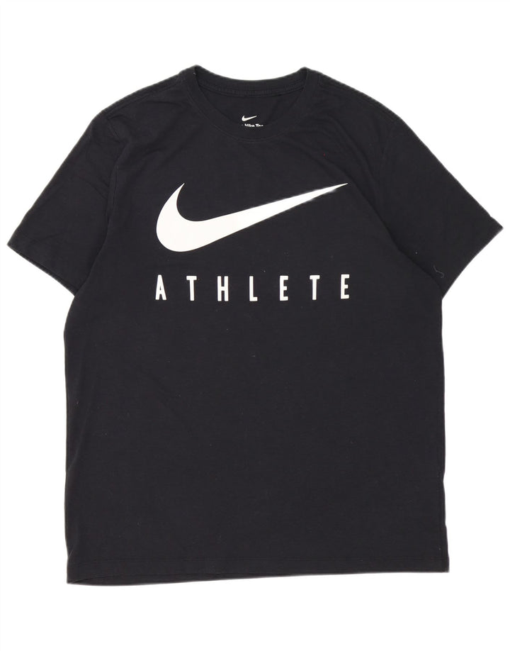 T-shirt grafica Nike Dri Fit da uomo, grande, in poliestere nero