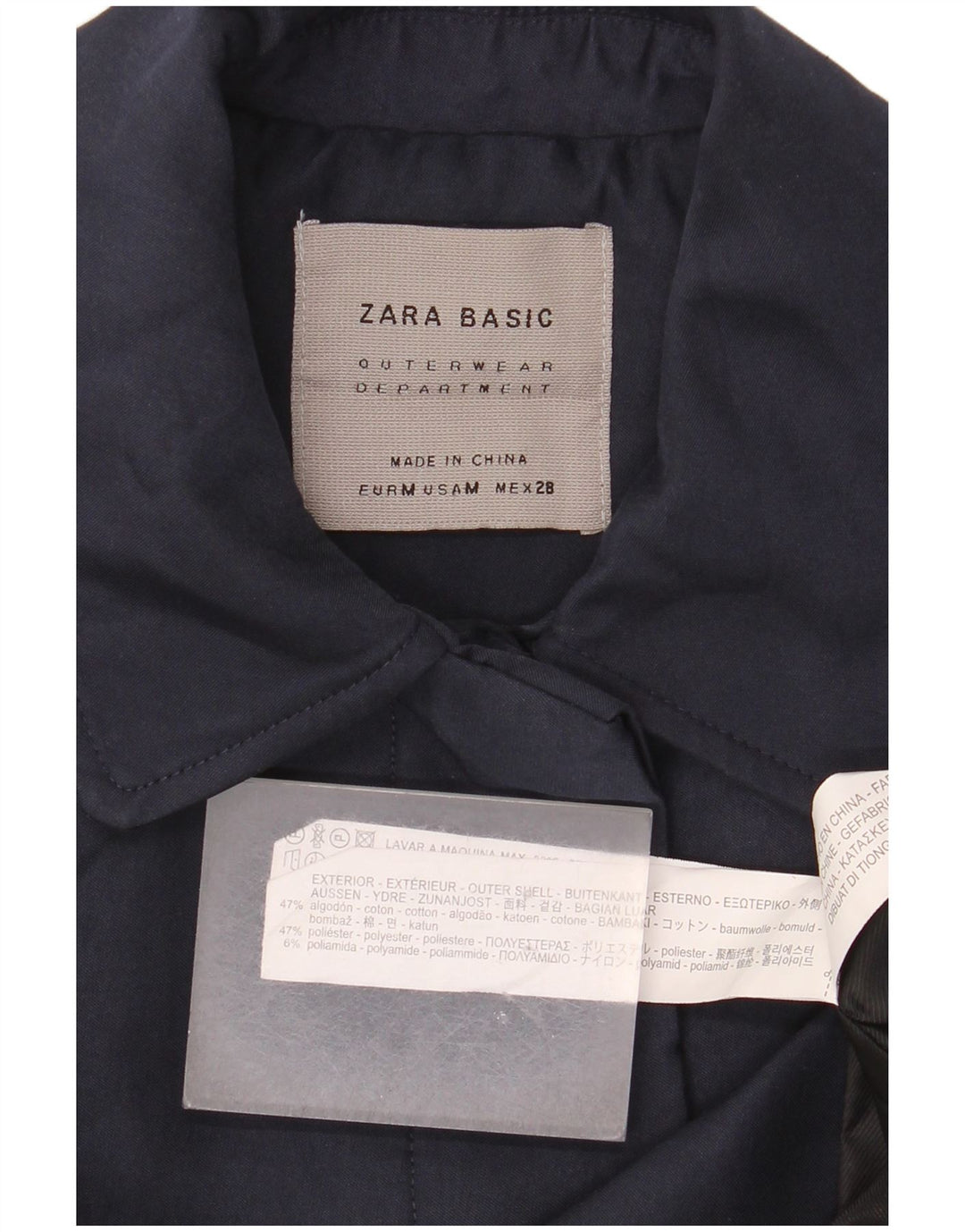 Soprabito da donna Zara UK 14 cotone blu navy medio