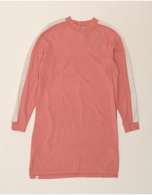 Puma Womens Graphic Sweatshirt Jumper Dress UK 8 Small Pink Colourblock