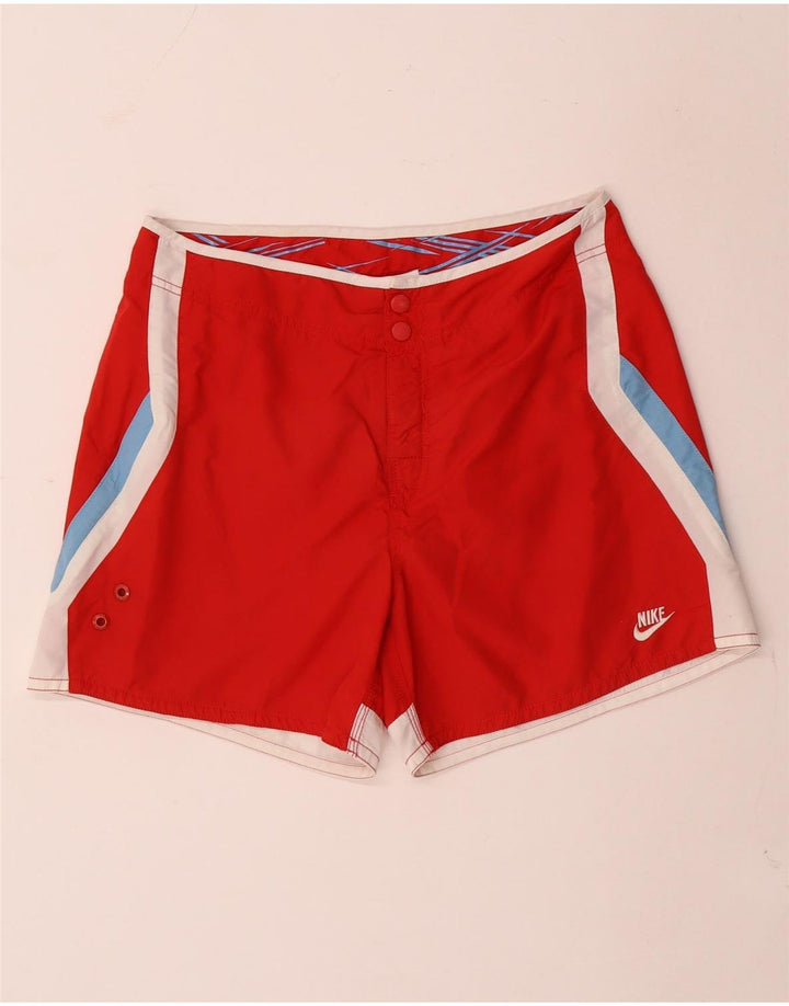 Pantaloncini da bagno Nike da uomo in poliestere color block rosso medio