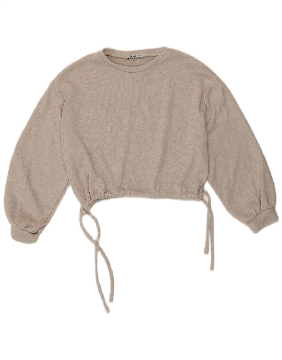 Top corto da donna Zara in camicetta UK 16 grande poliestere chiazzato grigio