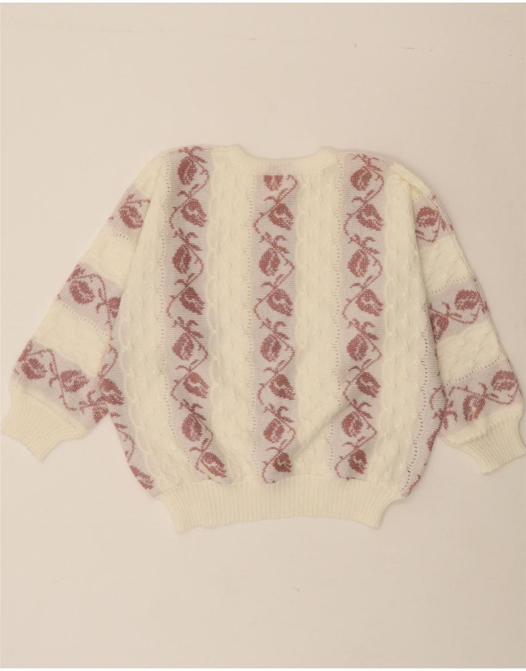 VINTAGE Womens 3/4 Sleeve Crew Neck Jumper Sweater IT 46 Large White Vintage Vintage and Second-Hand Vintage from Messina Hembry 