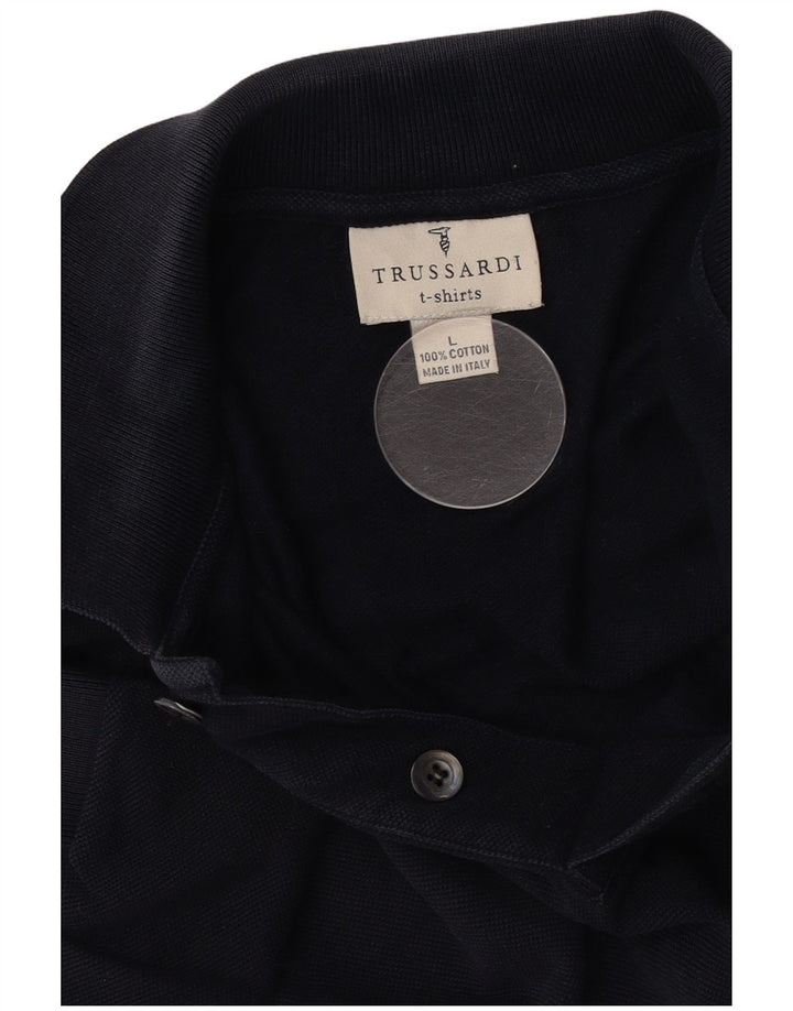 Polo Uomo Trussardi Large in Cotone Blu Navy