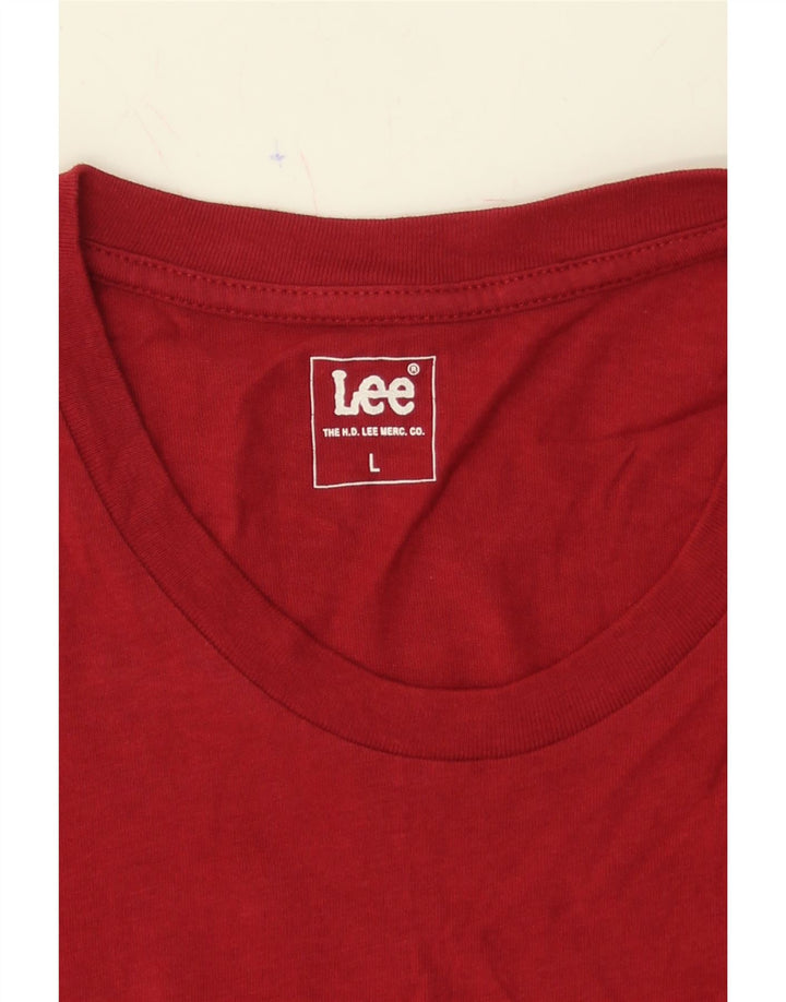 LEE Mens Graphic Top Long Sleeve Large Red Cotton Vintage Lee and Second-Hand Lee from Messina Hembry 