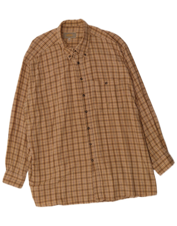 Camicia da uomo in flanella color cammello 2XL in cotone a quadri beige