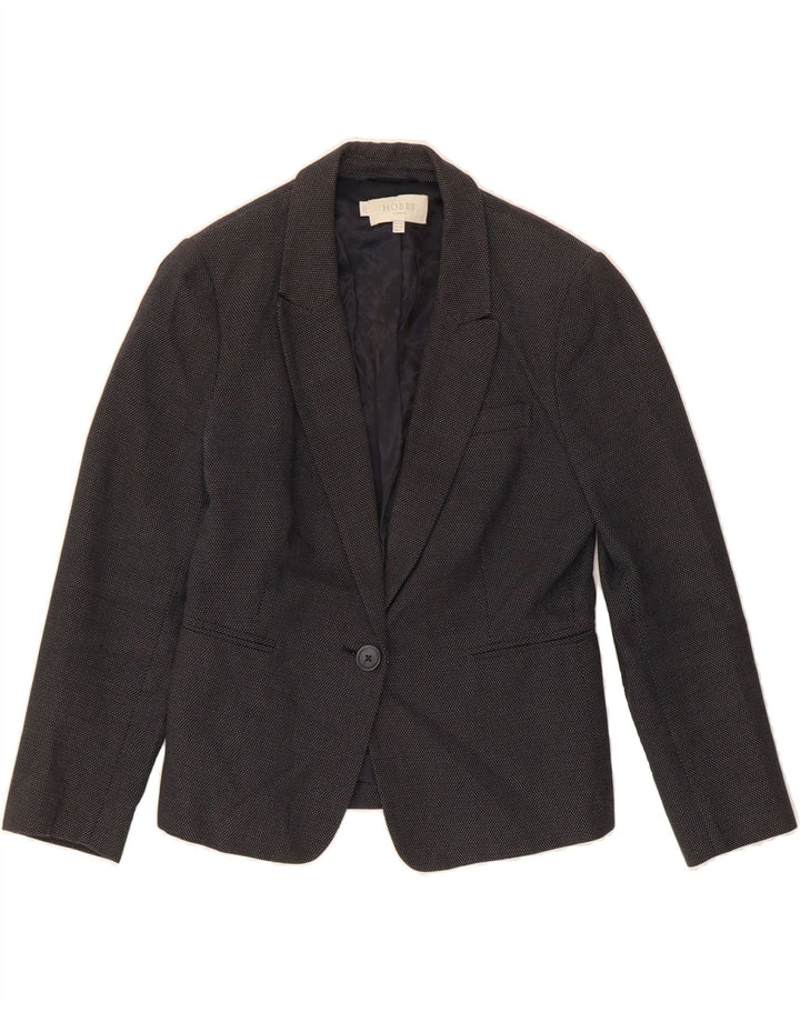 HOBBS Womens 1 Button Blazer Jacket UK 10 Small Navy Blue Polka Dot Vintage Hobbs and Second-Hand Hobbs from Messina Hembry 