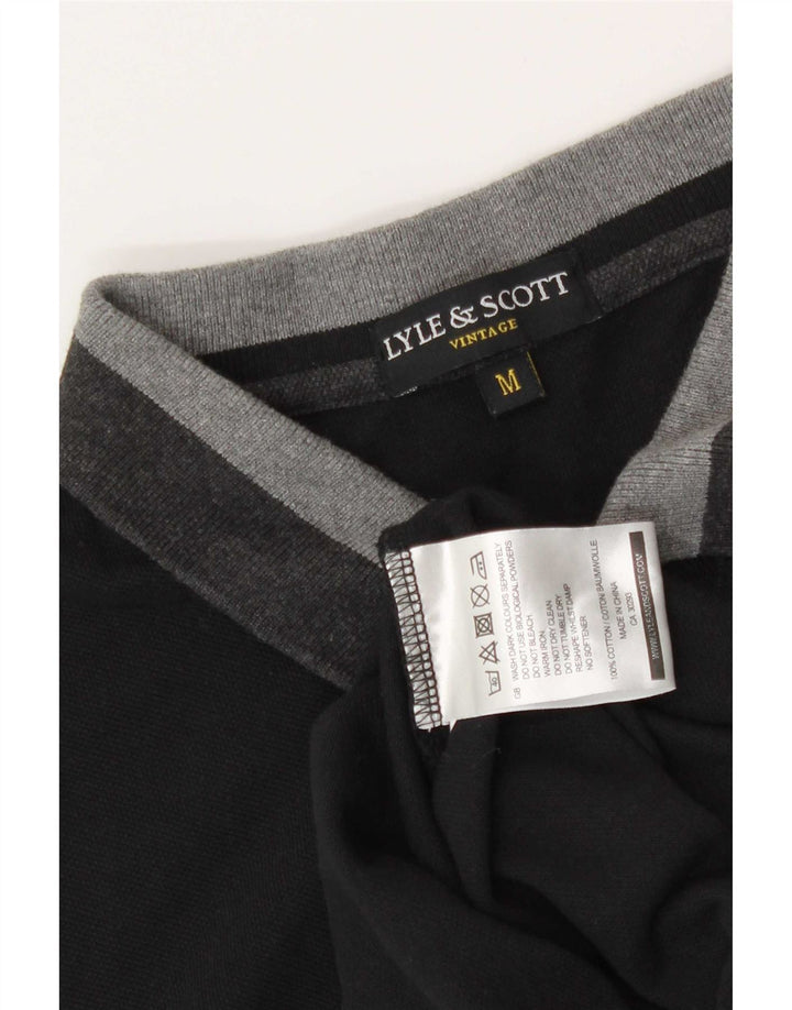 Polo da uomo Lyle & Scott in cotone color block medio nero