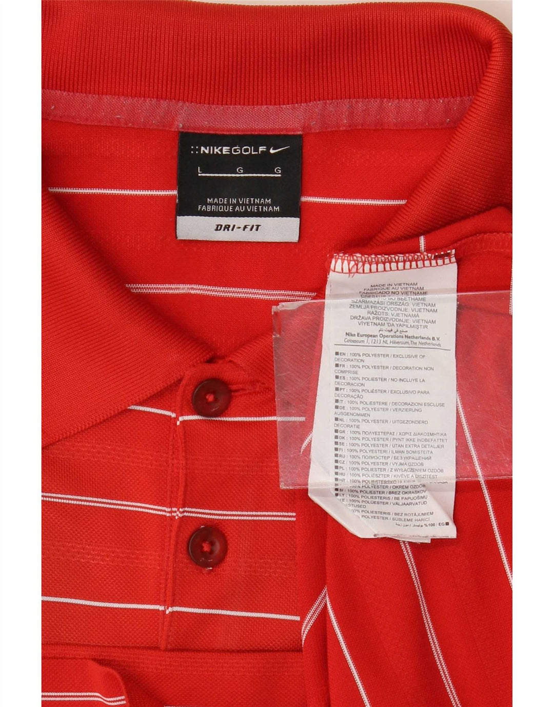 Polo Nike da uomo Dri Fit grande in poliestere a righe rosse