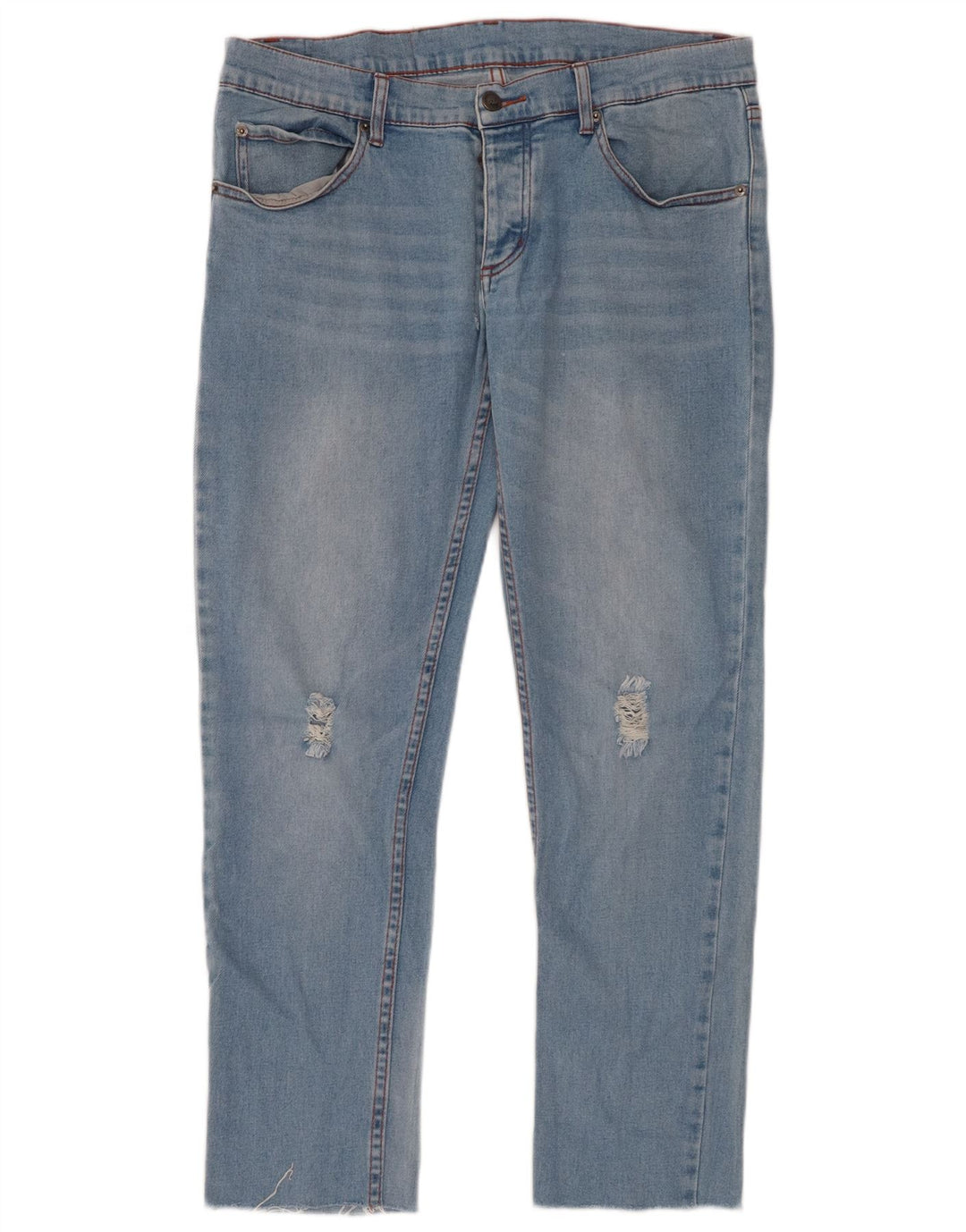 CHEAP MONDAY Jeans slim da uomo invecchiati W32 L28 cotone blu