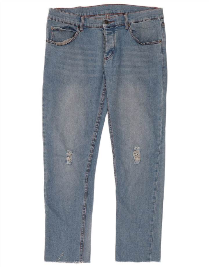 CHEAP MONDAY Jeans slim da uomo invecchiati W32 L28 cotone blu