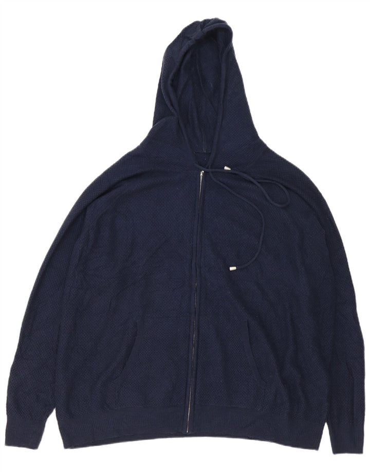 Maglione da uomo Marks & Spencer con zip e collo XL in viscosa blu navy