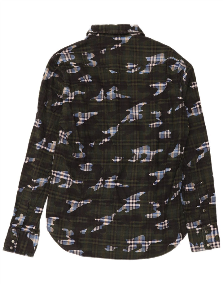 Camicia da uomo vintage taglia 39 in cotone a quadri verde medio