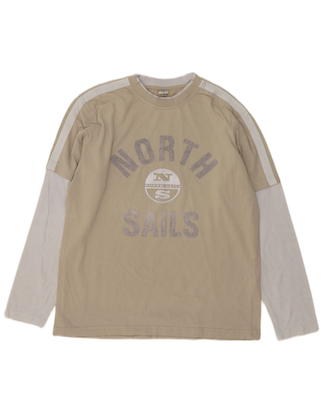 North Sails Top grafico da uomo a maniche lunghe in cotone color block beige medio