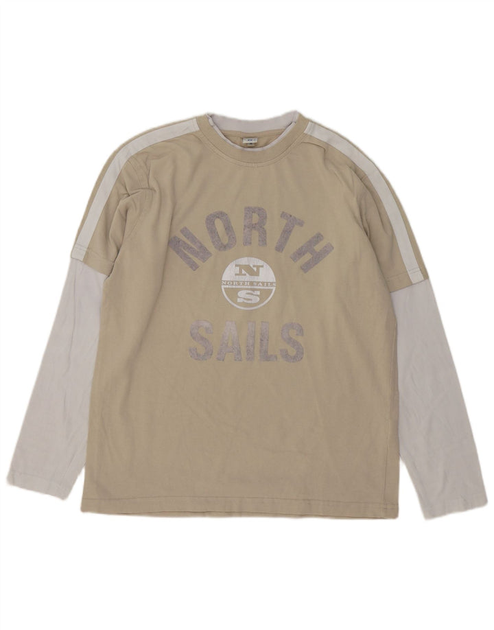 North Sails Top grafico da uomo a maniche lunghe in cotone color block beige medio