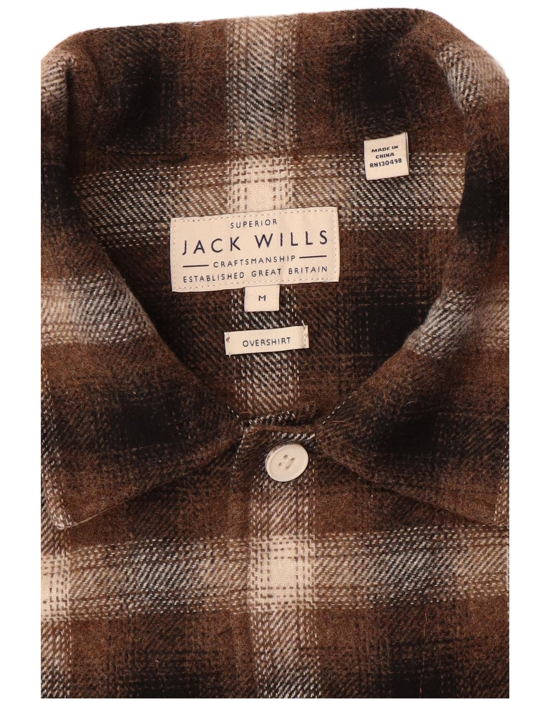 Jack Wills Mens Overshirt Camicia di flanella a quadri marrone medio