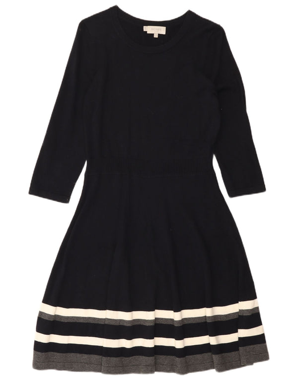 Abito maglione da donna con maniche a 3/4 Hobbs UK 12 Cotone medio a righe blu navy
