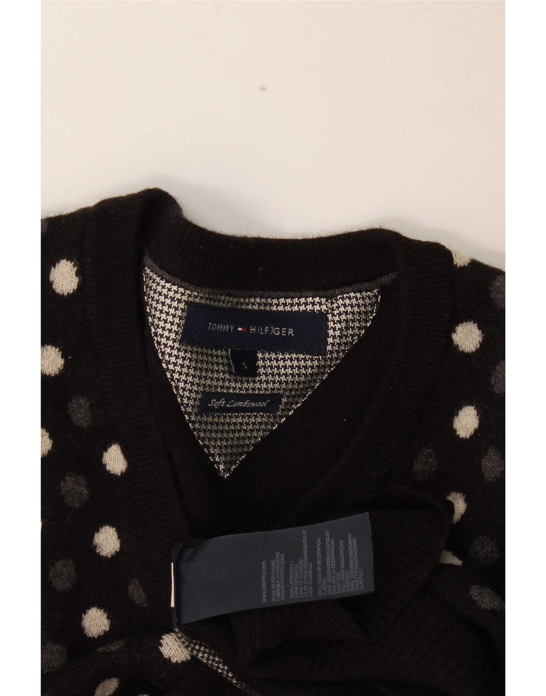 Tommy Hilfiger Maglione da uomo con scollo a V Maglione piccolo in lana d'agnello a pois neri