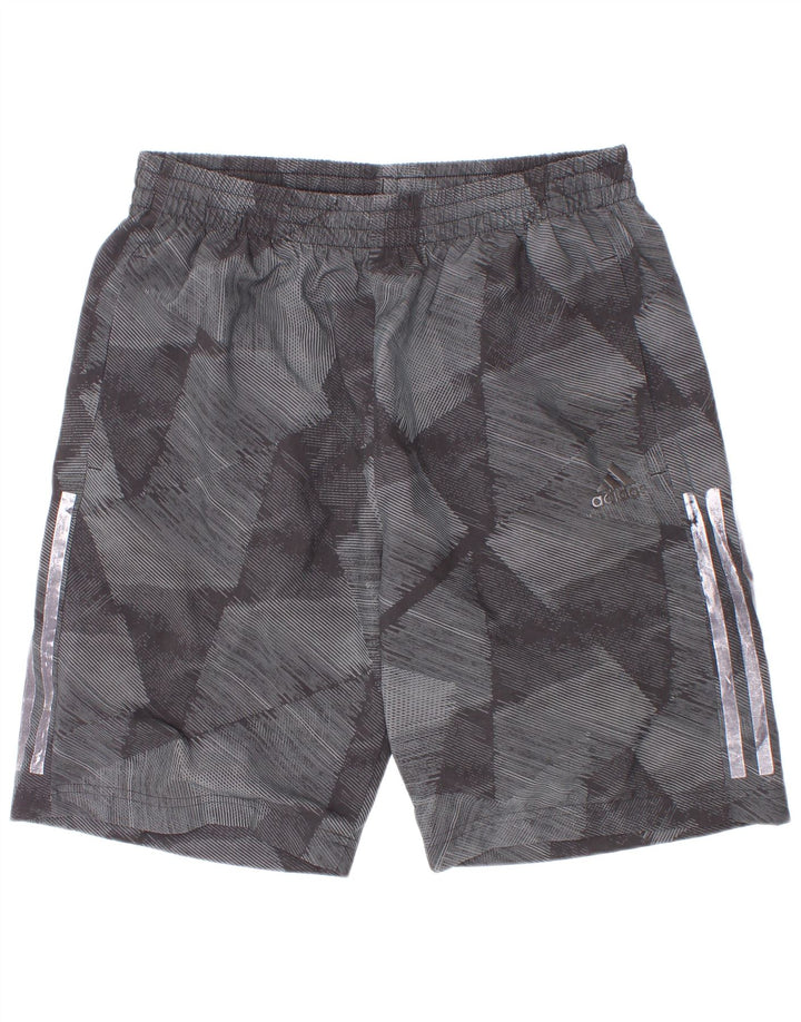 Pantaloncini sportivi Adidas Climalite da ragazzo 13-14 anni in poliestere geometrico grigio