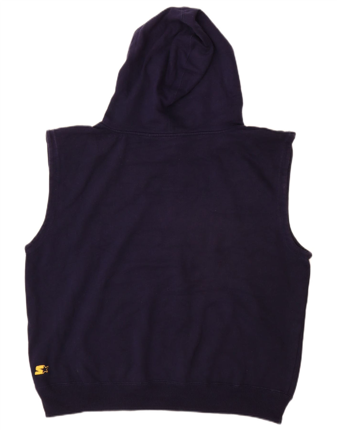 Maglione con cappuccio grafico senza maniche STARTER da uomo, grande, in cotone blu navy