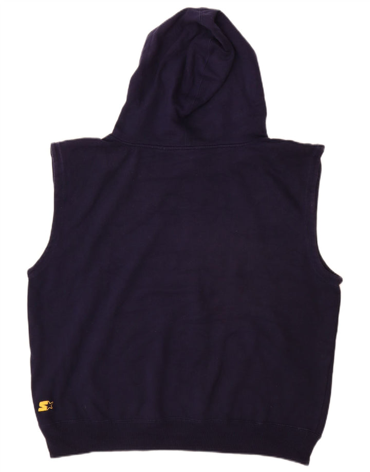 Maglione con cappuccio grafico senza maniche STARTER da uomo, grande, in cotone blu navy