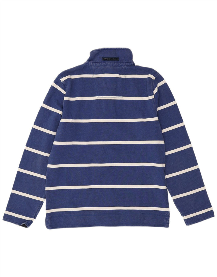 CREW CLOTHING Felpa da uomo con collo abbottonato, maglione a righe blu medio