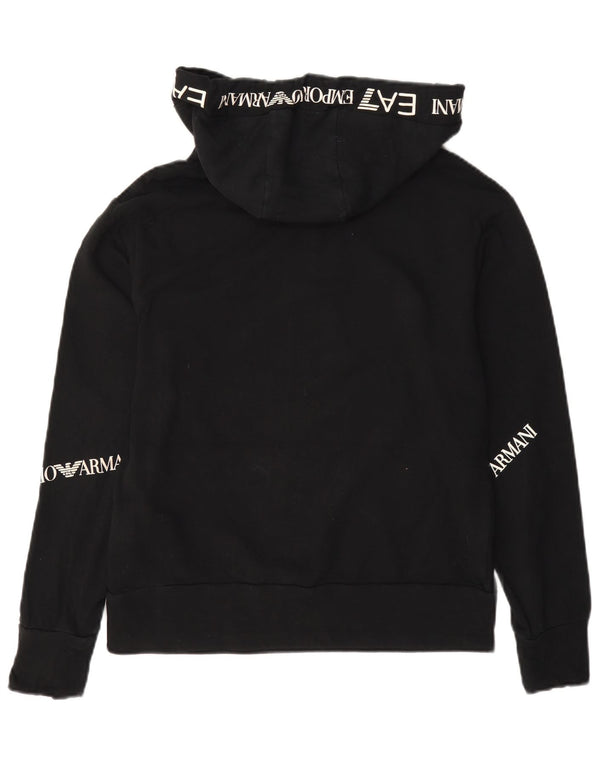 Felpa con cappuccio oversize grafica da donna Emporio Armani UK 6 XS cotone nero