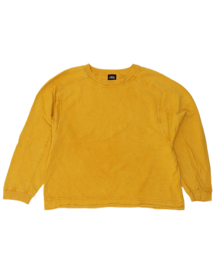 Felpa oversize da donna Zara UK 10 piccola in cotone giallo
