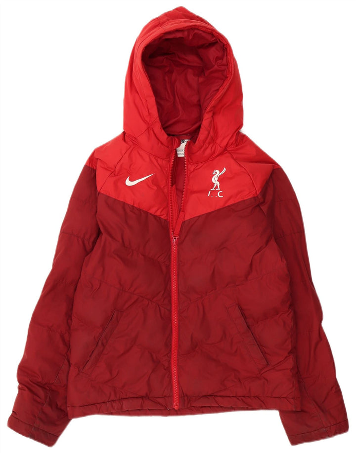Giacca imbottita con cappuccio Nike da ragazzo 12-13 anni Large Rosso Colourblock in poliestere