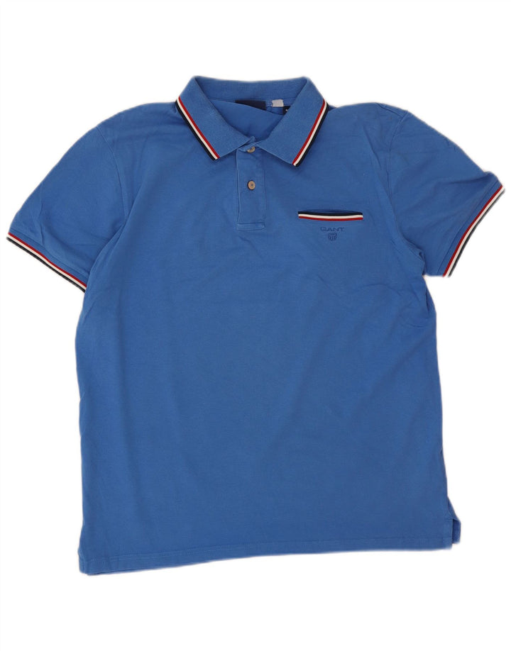 Polo da uomo Gant in cotone blu medio