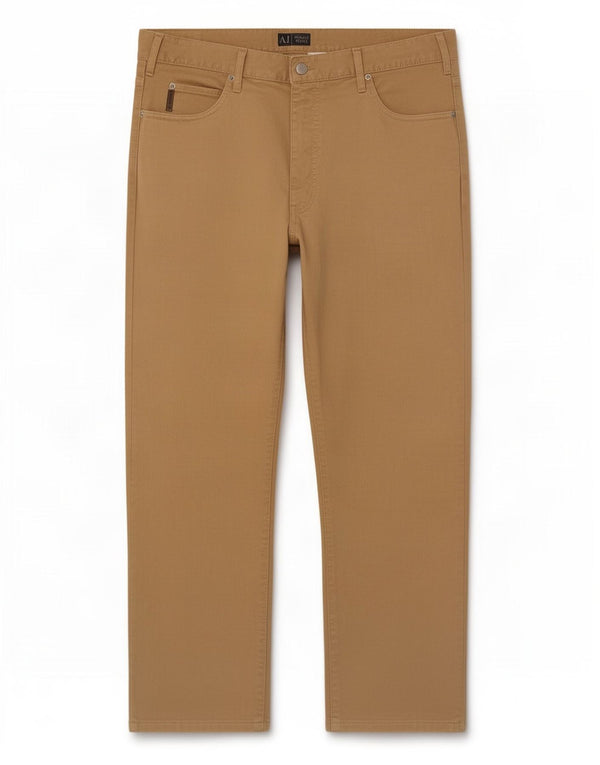 Pantaloni casual dritti da uomo Armani W38 L28 in cotone marrone
