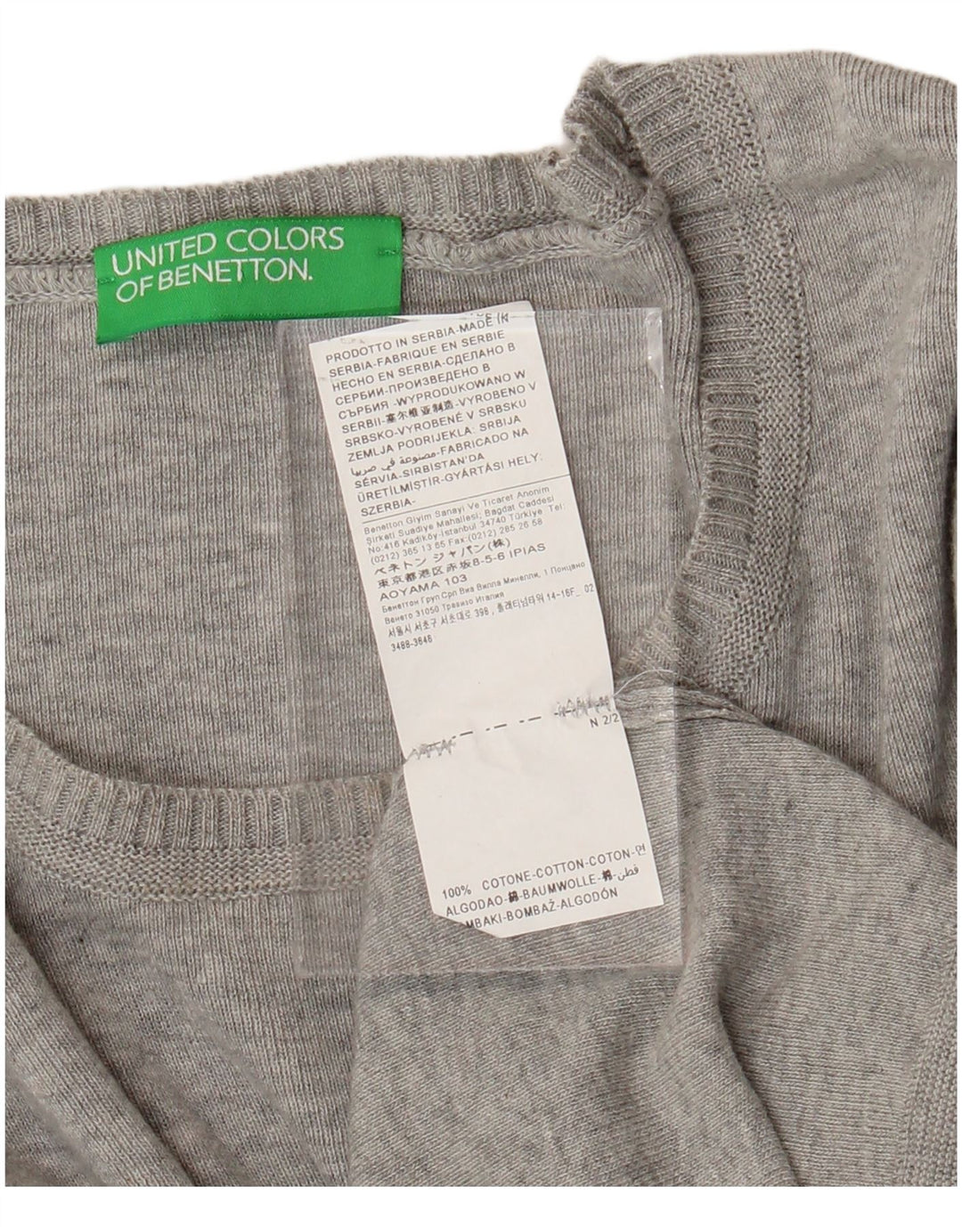 Maglione maglione con scollo a barca da donna BENETTON UK 10 piccolo cotone grigio